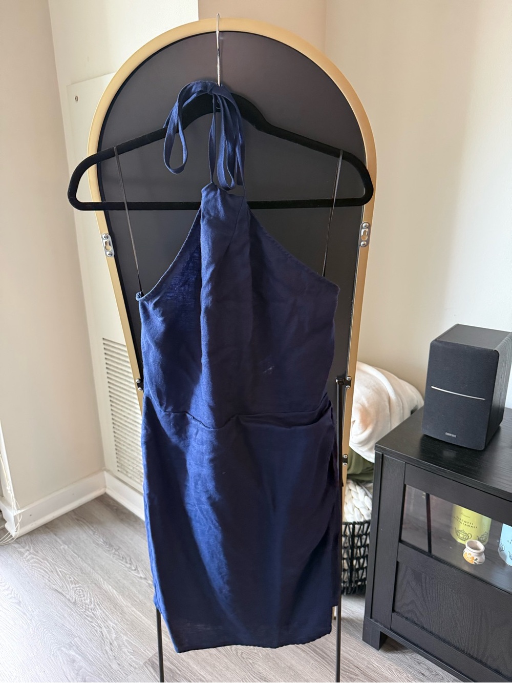 Reformation Navy Halter Mini Dress